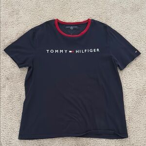 Tommy Hilfiger Blue and Red Short Sleeve Tee with Crew Neck